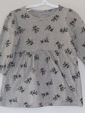 Gap Kids x Disney Minnie Mouse Heather Grey Long Sleeve Skater Dress